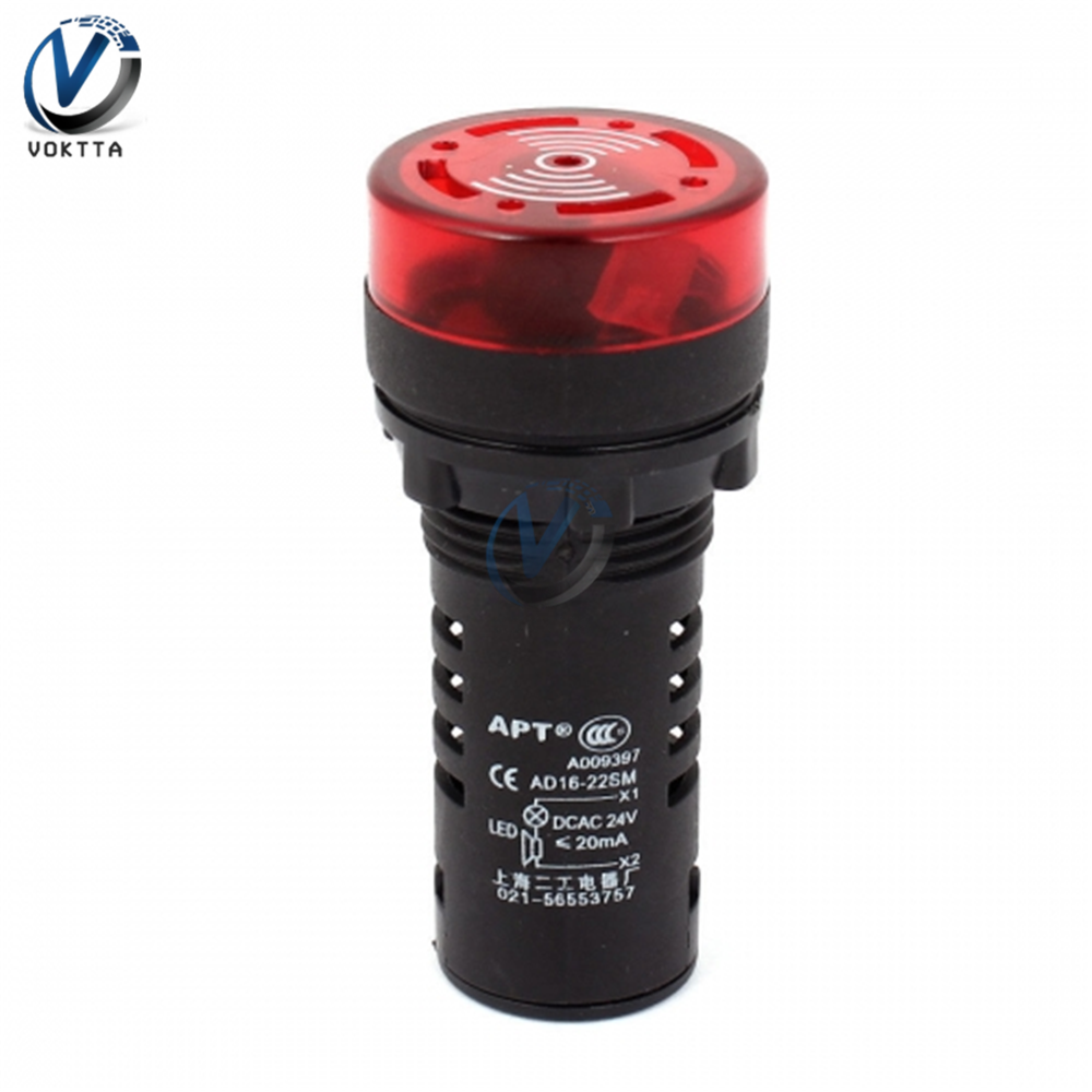 AD16-22SM Flash LED alarme indicateur lumineux Signal lampe Flash Buzzer cc 12V 24V AC 110V 220V lampe d'avertissement rouge vert jaune