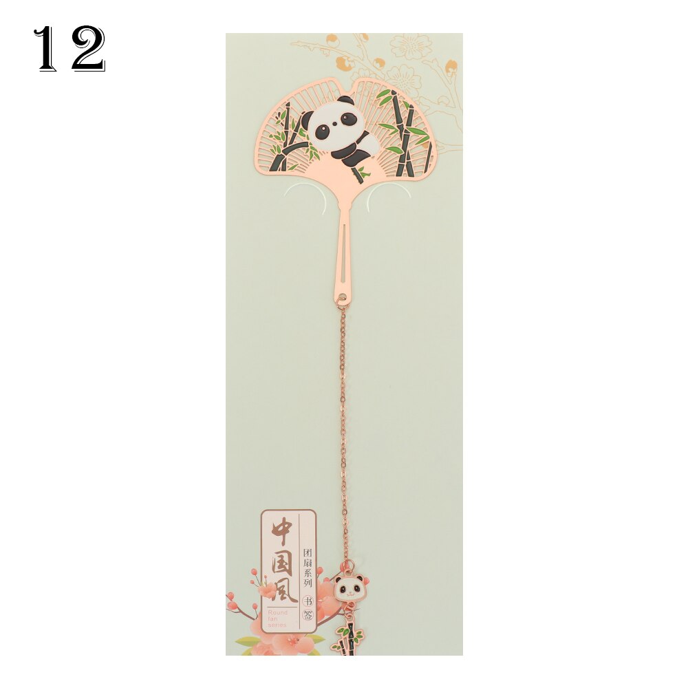 Cute Popular Retro Chinese Style Metal Bookmark Panda Pendant Hollow Bookmark Book Tassel Pagination Mark Stationery Supply: 12
