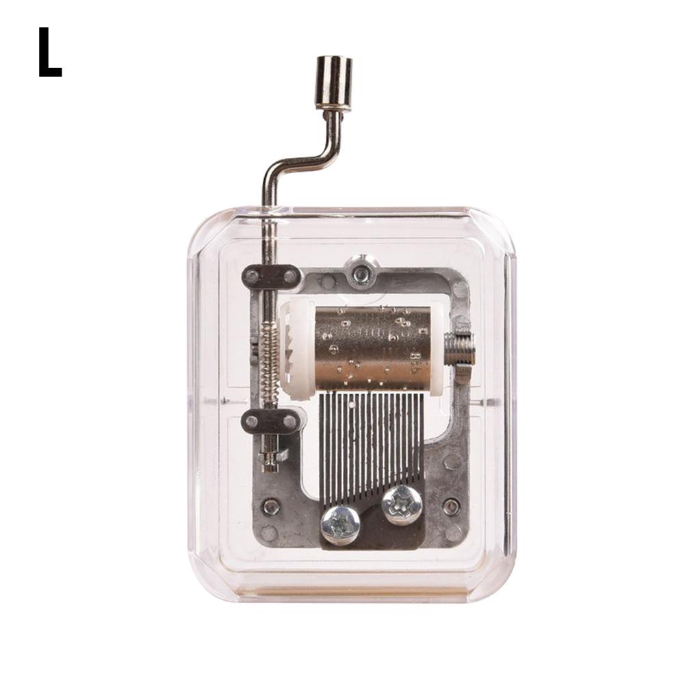 1 Pcs Mini Music Box Hand Cranking Music Movement Transparent DIY Music Box For Christmas: L