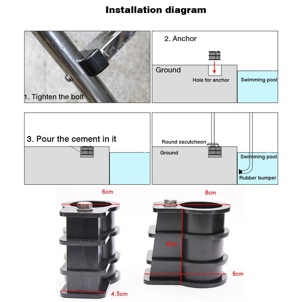 Bassengstige erstatningssett bassengstige bolt og stige gummistøtfanger med bassenganker og bassengrunde