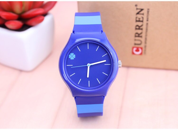 Nazeyt merk dameshorloge waterdicht quartzhorloge met klavertjevier wijzerplaat student kinderen jelly horloge dames siliconen polshorloge: Lichtblauw