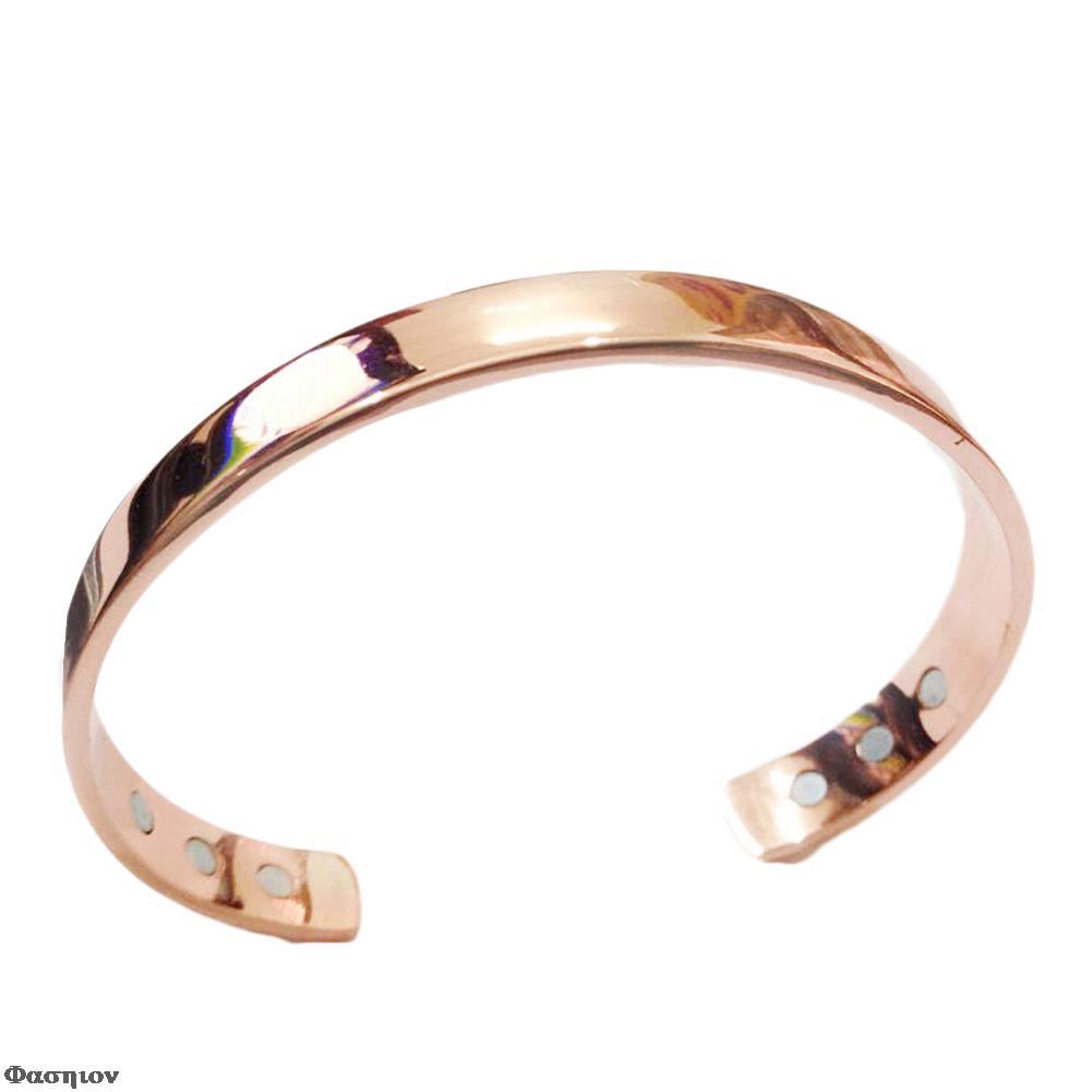 Zuiver Koper Magneet Energie Gezondheid Open Bangle Gold Plated Eenvoudige Magnetische Gezondheid Armband Bio Gezonde Healing Koperen Armband