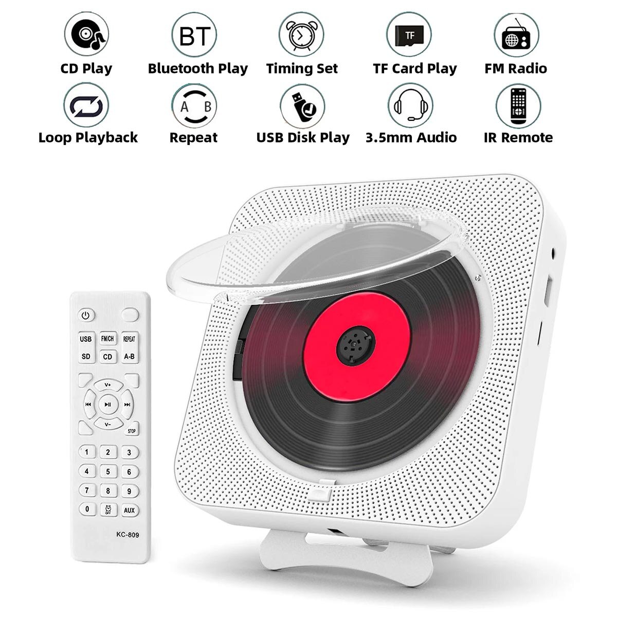 Portable Cd Player Bluetooth Hifi Speaker With Double 3.5mm Jack Wall Mountable Music Player Aux Line-in Audio Boombox Desk Stan