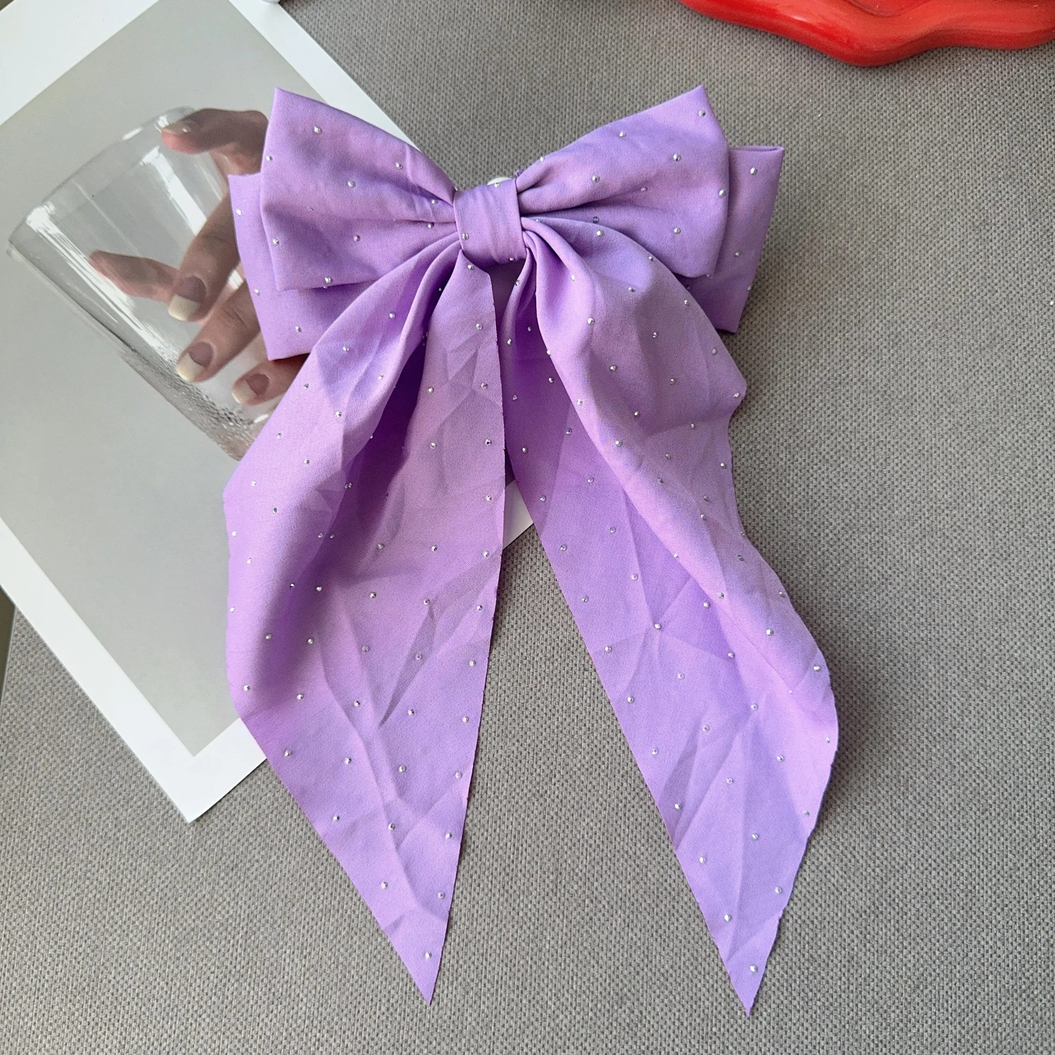 6 estilos de pinzas largas de satén con lazo grande para niñas, pinzas para el pelo para la cabeza trasera, color rojo Internet con el mismo temperamento, accesorios elegantes para el cabello