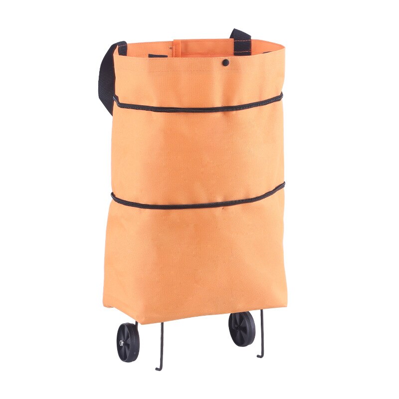 Opvouwbare Boodschappentas Vrouwen Grote Pull Winkelwagen Boodschappentassen Voor Organisator Draagbare Groenten Trolley Tassen Op Wielen De markt: Orange