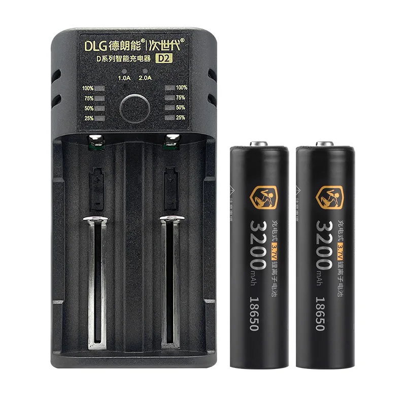 DLGPOWER 18650 battery 3.7V lithium battery 3200mAh Rechargeable Battery for Flashlight Toys Power tools Power bank Portable fan: Blue