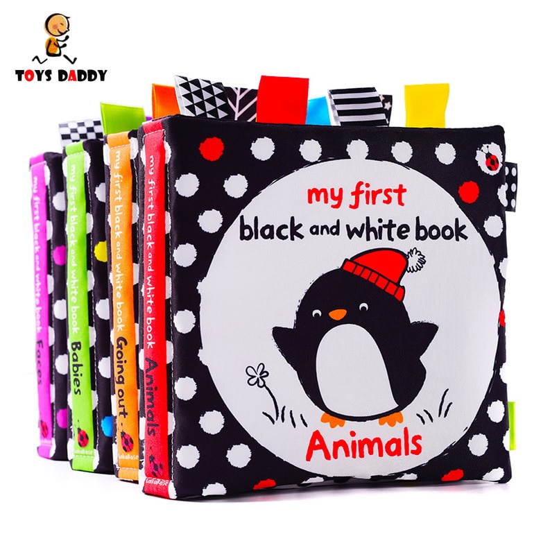 15cm Baby Early Education Cloth Book Visually Stimulated Ringing Paper Does Not Rot, Bite Baby Black and White Label Toy Book