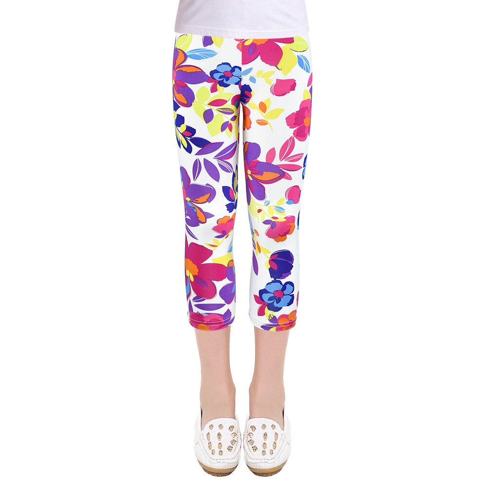 SLAIXIU été filles Leggings slim mollet longueur pantacourt enfants enfants crayon pantalon Leggings pour 4-10Y fille vêtements: SA / 7
