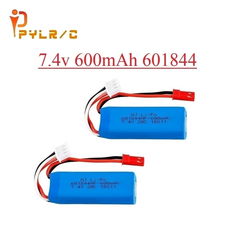 Upgrade 7.4V 600mAh 601844 Lipo Battery with USB charger for WLtoys K969 K979 K989 K999 P929 P939 RC Car Parts 2s 7.4v Battery: 2B