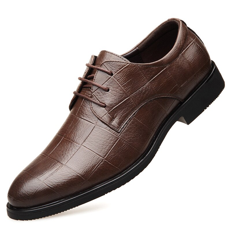 Zomer heren casual zakelijke schoenen nette herenschoenen ademende herenschoenen leren herenschoenen sdf 56: Kastanjebruin / 10