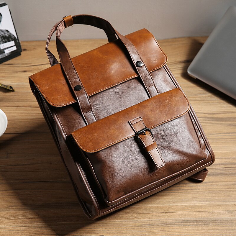 Neue männer Große Kapazität Rucksack jugendlich Schüler Tasche Männer Reise Rucksack Jahrgang Daypack Frauen PU Leder Laptop Taschen Mochila