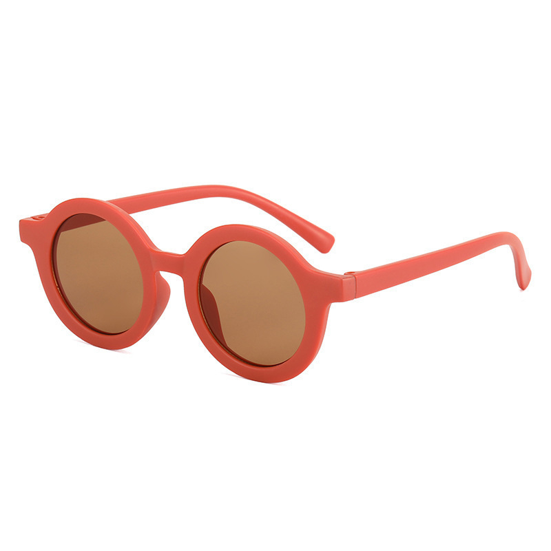 Baby sunglasses matte children's sunglasses trendy round frame retro mocha colored glasses anti purple line