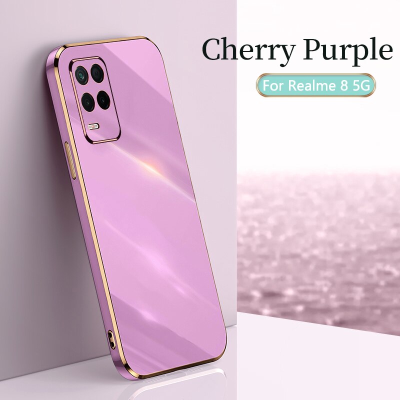 Electroplating Straight Edge Protective Case For Oppo Realmy 8 Pro Anti-Knock Back Cover For Realmi 8 Realmy8 8Pro 4G 5G Fundas: For Narzo 30 5G / Purple 4