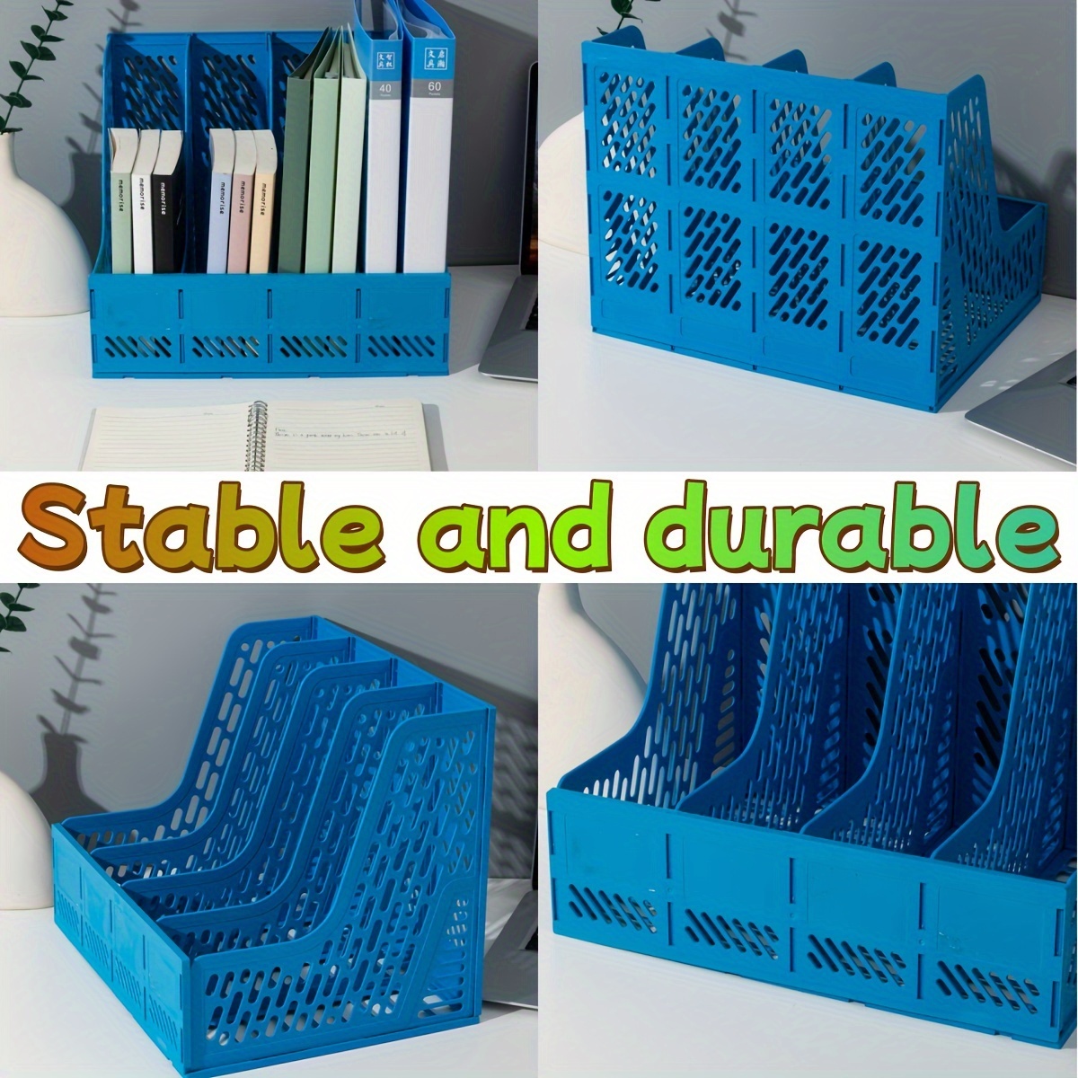 4 clasificadores de archivos de escritorio multicapa con material PP: organizador de documentos para material de oficina, estantería y soluciones de almacenamiento para estudiantes: YELLOW