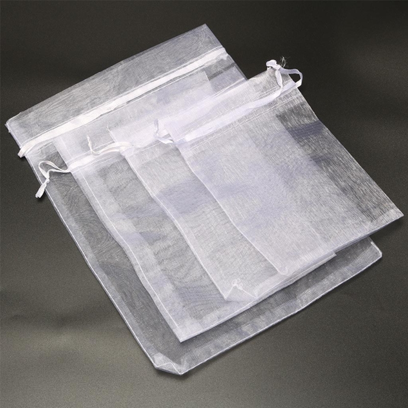 100Pcs Sheer Koord Organza Sieraden Pouches Wedding Party Kerst Halloween Thanksgiving Favor Bags 101A