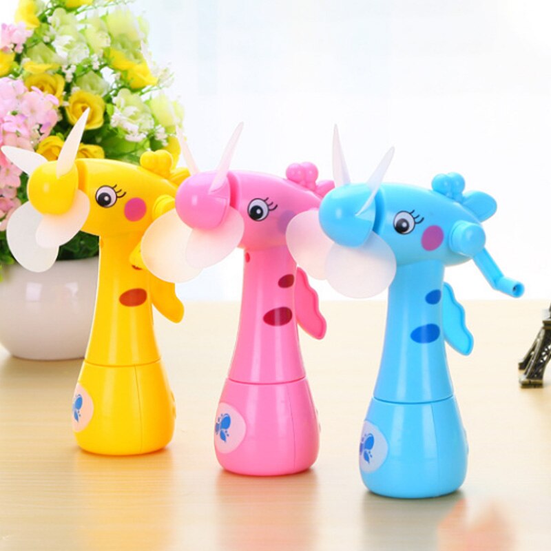 Mini Fan Cartoon Giraffes Portable Handheld Desk Humidification Kid Toy Handheld Water Mist Fan For Child Green