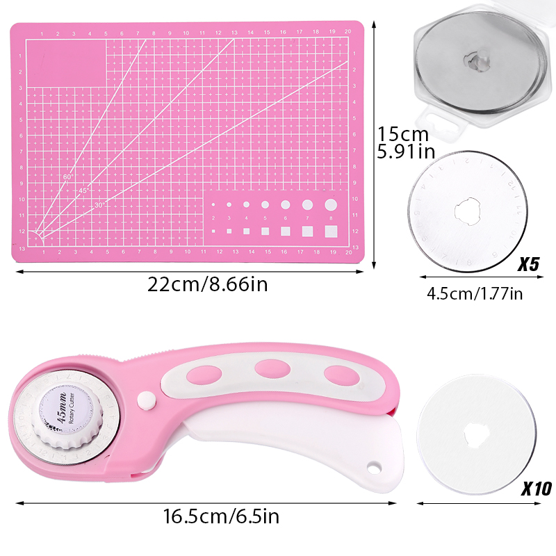 LMDZ 45mm Cutting Ruller Rotary Cutter And Replacement Blades Fabric Patchwork Leather Crafts Cutting Mat Leather Cutting Tools