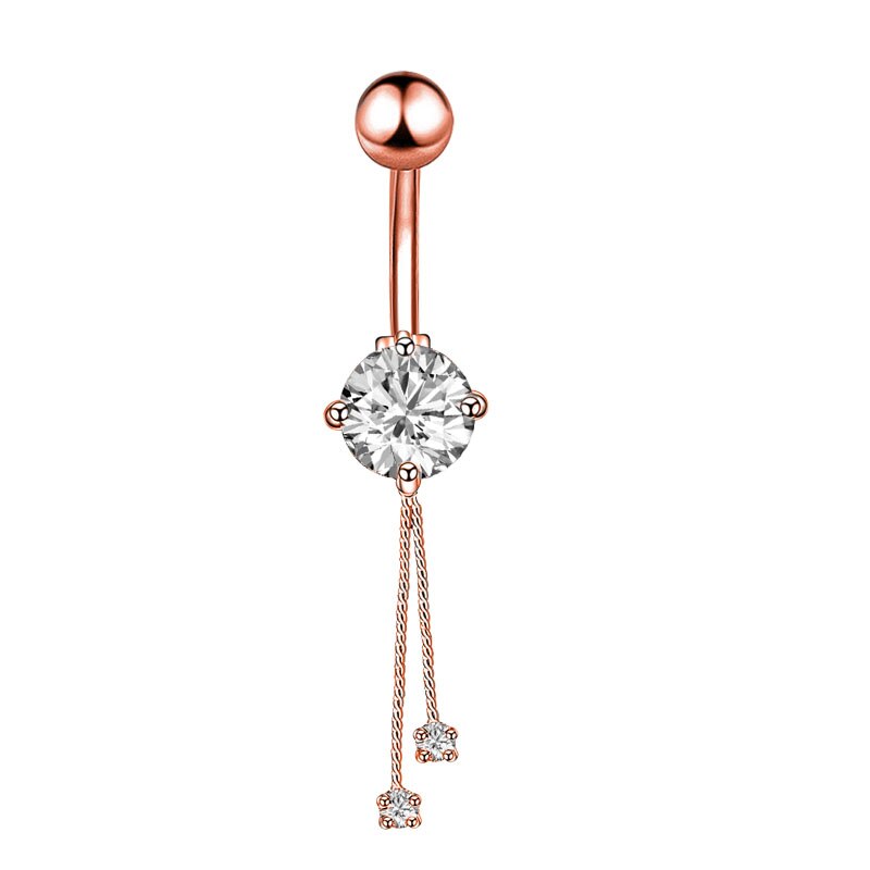 10 Stijlen Sexy Bungelende Navel Navel Ring Oreja 14G Dubbele Ronde Zirconia 316L Chirurgisch Staal Buik Piercing sieraden: 1964-REGD