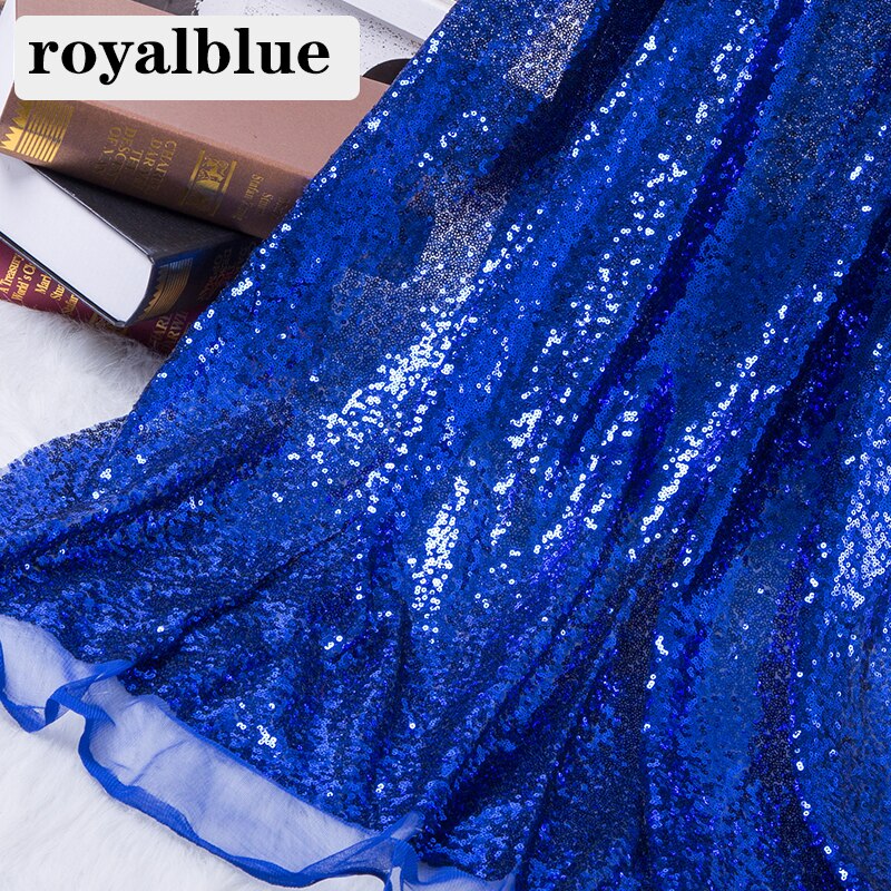 Tela brillante de lentejuelas de 130x50cm, tela brillante de oro rosa, plata, purpurina para decoración de escenario de cumpleaños y de boda, Material DIY: royalblue