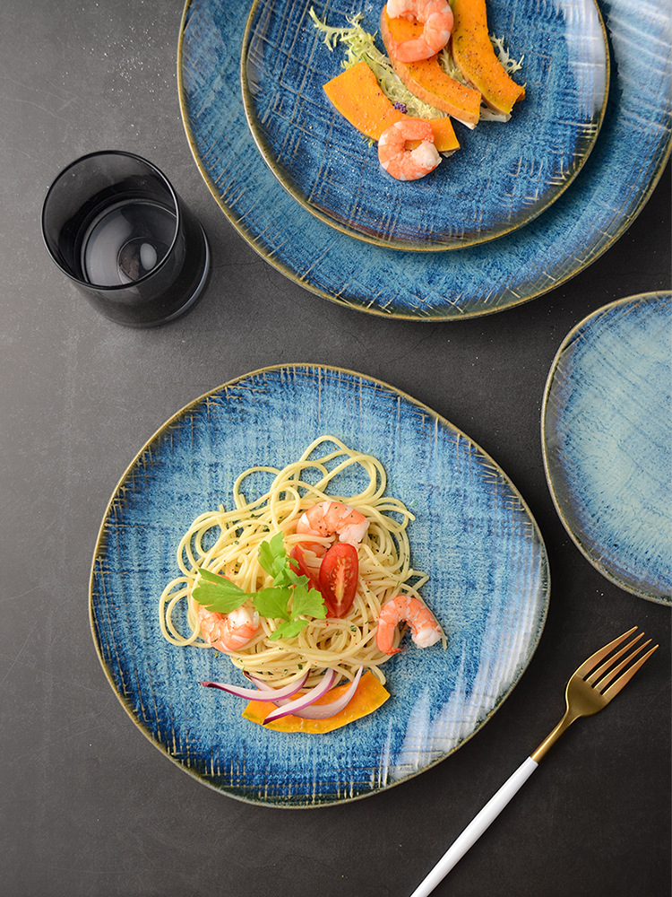 Blue Kiln Change Ceramic Tableware Set of Plates Alien Dishes for Serving Food Plate Table Kitchen Dining Bar Home Garden