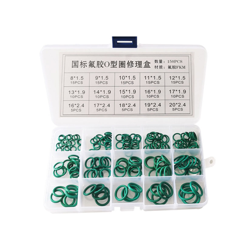 150Pcs/200Pcs/225 Stuks Nbr Afdichting O-Ringen Kit Rubber Ringen Set Nitril Wasmachines Olie slip Pakking Afdichting Silicone O Ring: O-ring-Green-150pcs