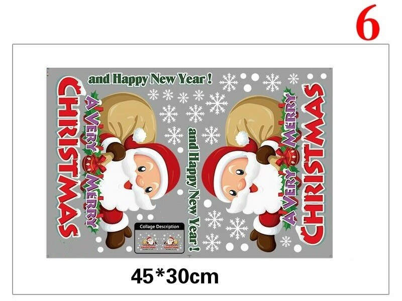 Söt älg jul väggdekaler fönster glas festival dekaler santa väggmålningar år juldekorationer för hem