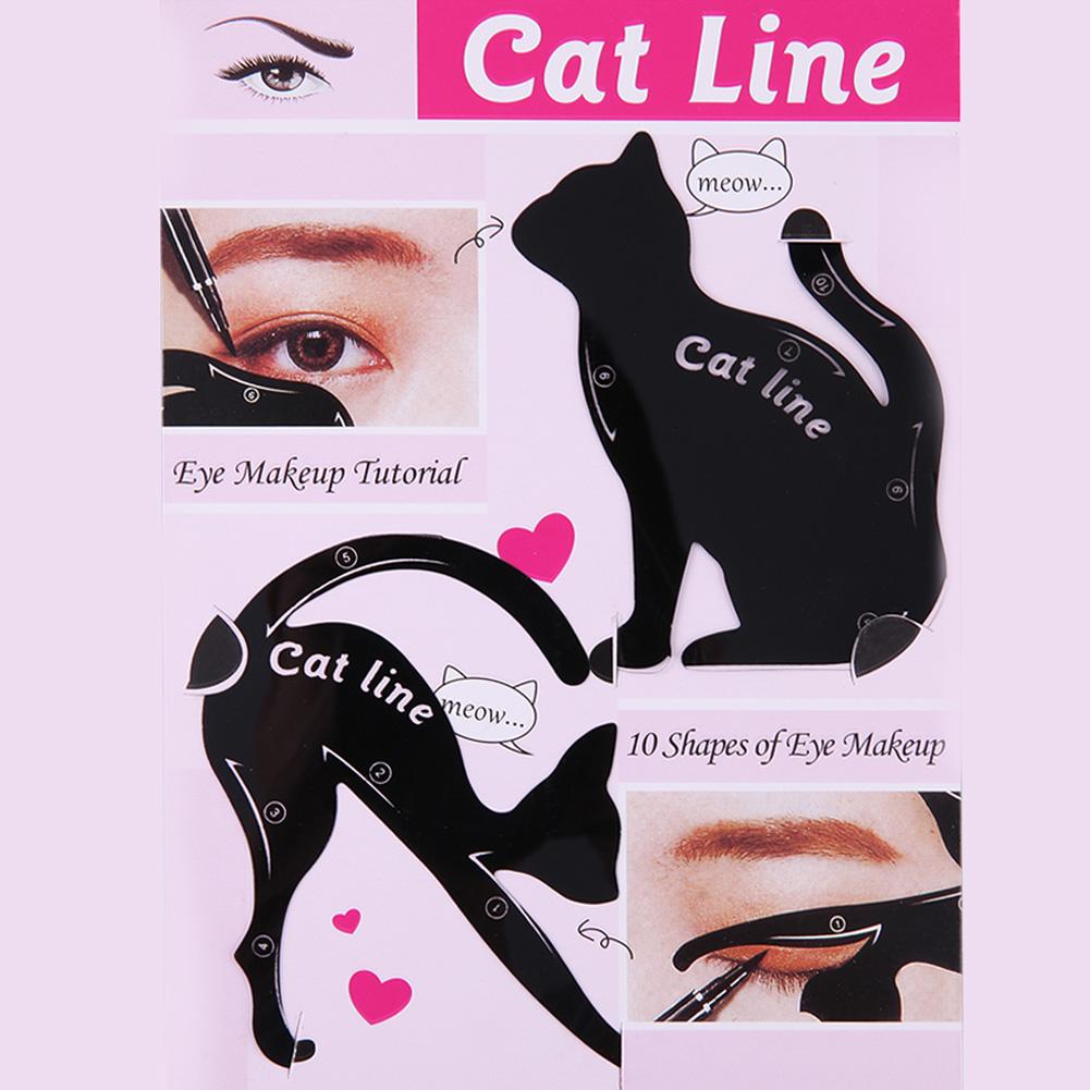 2 stk/sæt kat form eyeliner stencil eye liner modeller værktøj pro øjenbryn skabelon værktøj nybegynder makeup eyeliner hjælp til kvinder piger
