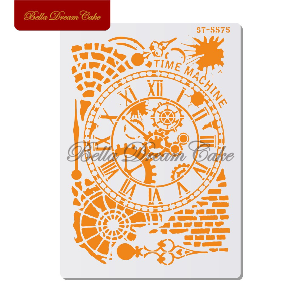 Kopp/klocka/nyckelmönster tårta stencil plast lager stenciler för gör-det-själv scrapbooking rita stenciler heminredningsmall