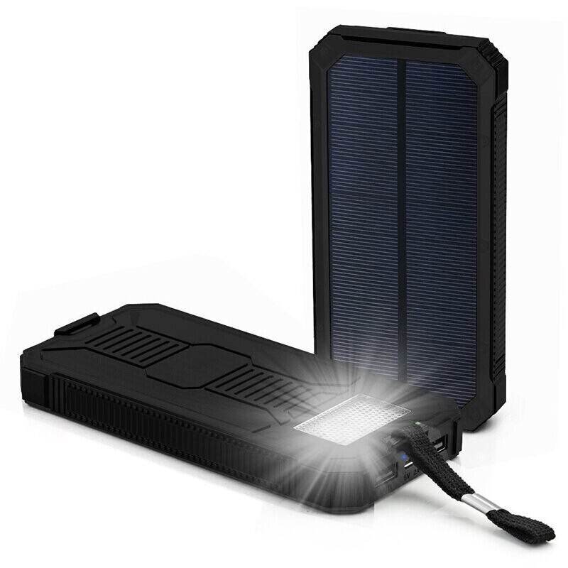 Solar Power Bank 20000mAh For iPhone 11 Xiaomi Powerbank with Camping Lamp Mobile Phone Charger Dual USB Ports External CD25