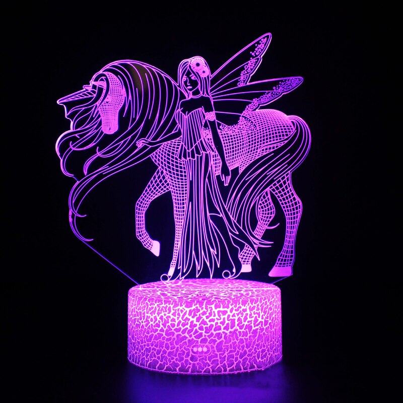 Eenhoorn Serie Kleurrijke Creatieve Diermodel Paard 3D Licht Led Klein Nachtlampje Tafellamp Visuele Licht: 7