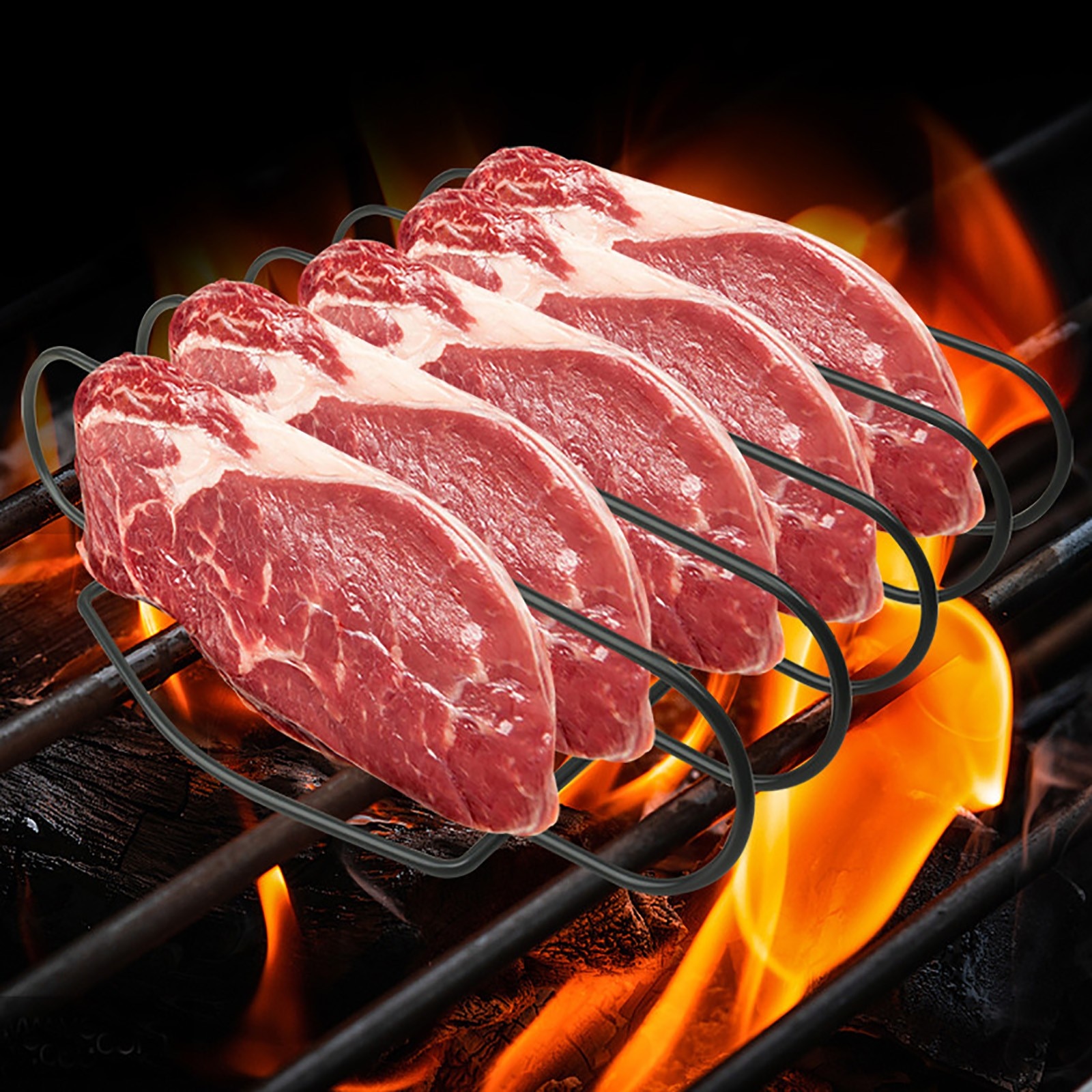Non-stick Rib Plank Bbq Stand Barbecue Gebraden Rack Rvs Grillen Bbq Kip Rundvlees Ribben Rack Grillen baske