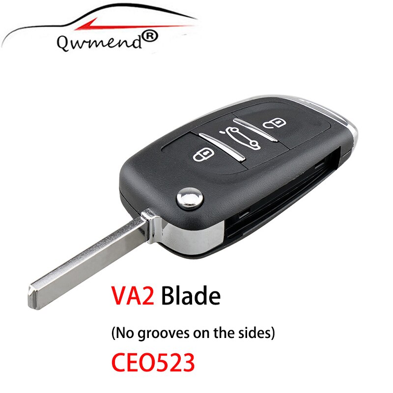 För citroen nyckelskal 2/3 knappar smart bilnyckelfodral för peugeot 307 308 407 408 3008 för citroen picasso  c2 c3 c4 c5 c6 c8: Va blad 3 knappar