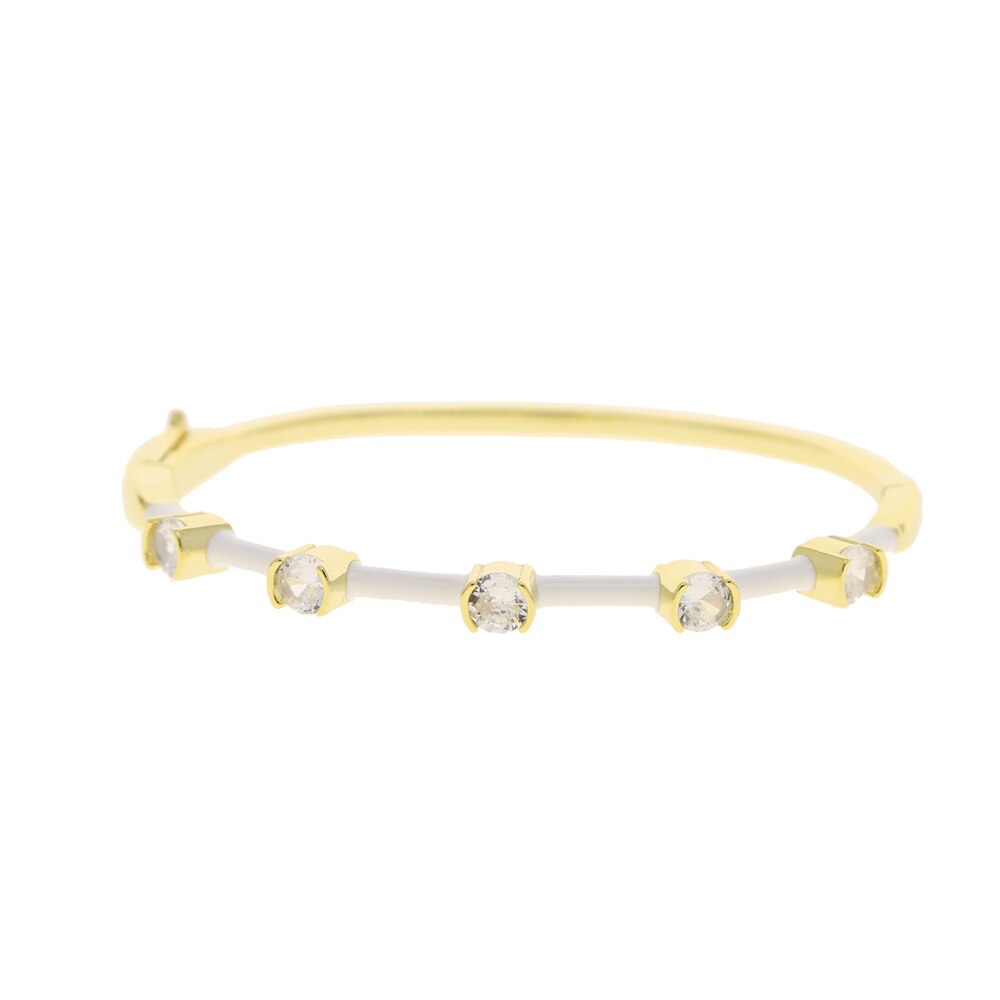 Interno 58-60mm cinturino in smalto pastello Color oro chiaro CZ estate colorato moda donna ragazza nuovo braccialetto braccialetto: white