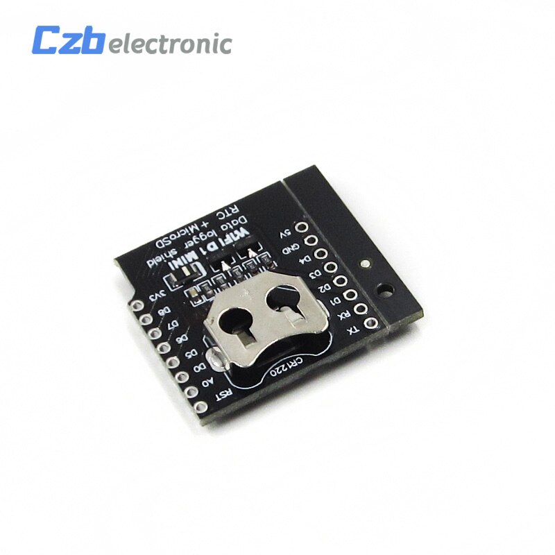 Integrated Circuits DataLog Shield for WeMos D1 mini RTC DS1307 with battery + MicroSD with pin-headers set for WeMos D1 mini