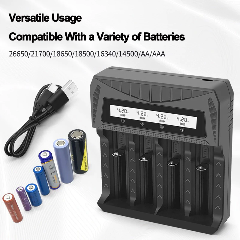LCD Display Battery USB Charger 1/2/4 Slots For 18650 4.2V Rechargeable Lithium Battery For 1.2V NI-MH AA / AAA Battery Charger