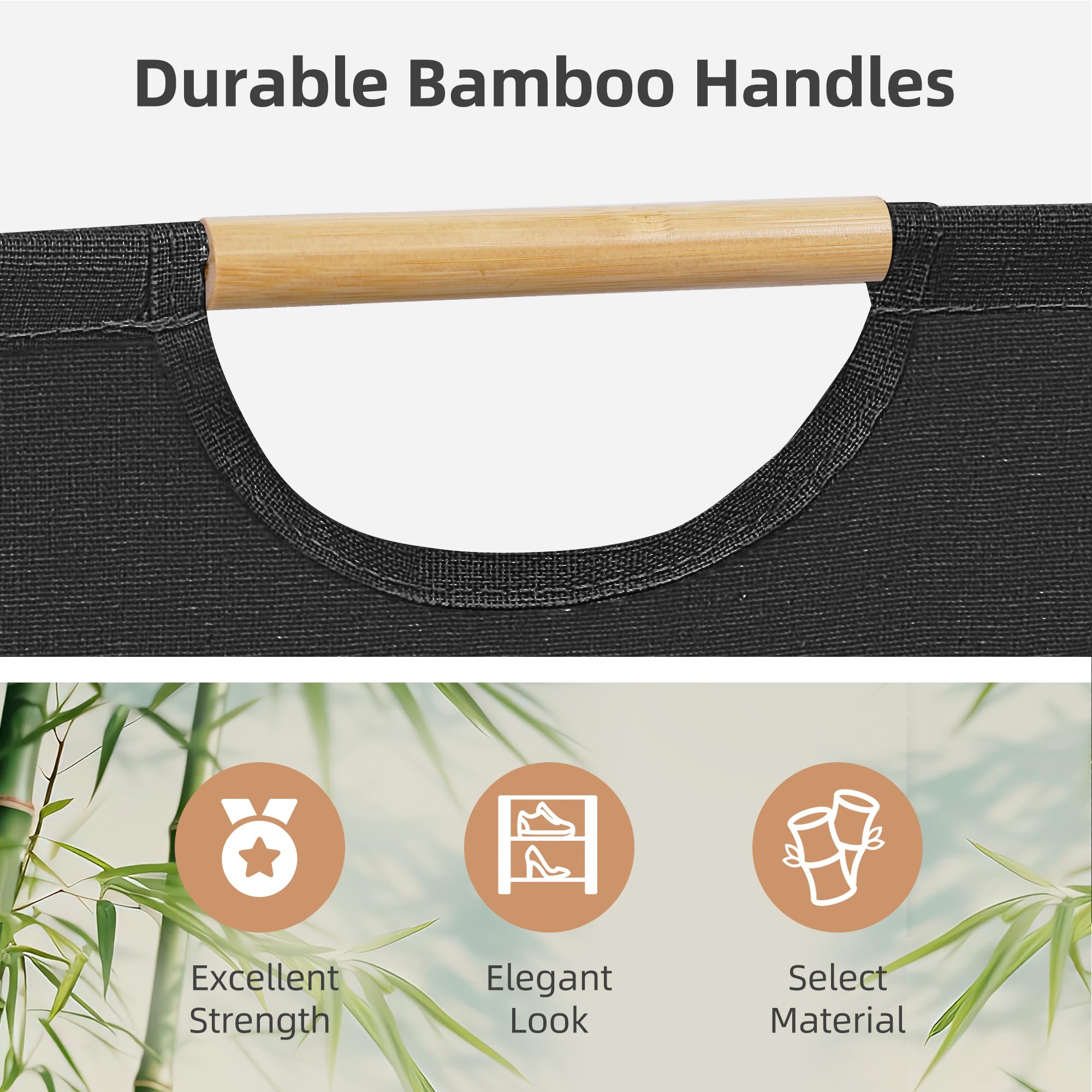Large Laundry Hamper Collapsible Laundry Basket with Bamboo Handles Freestanding Waterproof Clothes Hamper for Laundry Room