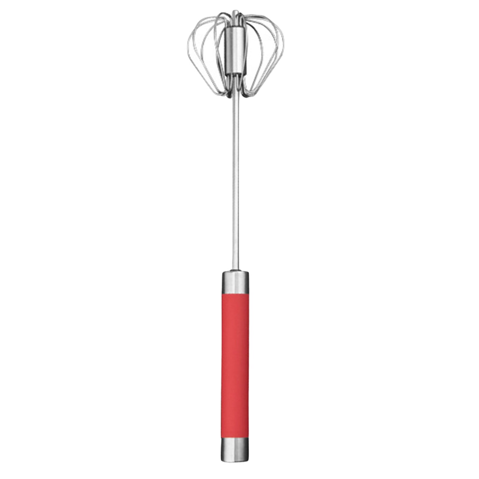 Egg Beater Semi-automatic Push Manual Rotation Food Grade Stainless Steel Kitchen Auxiliary Tool: Red
