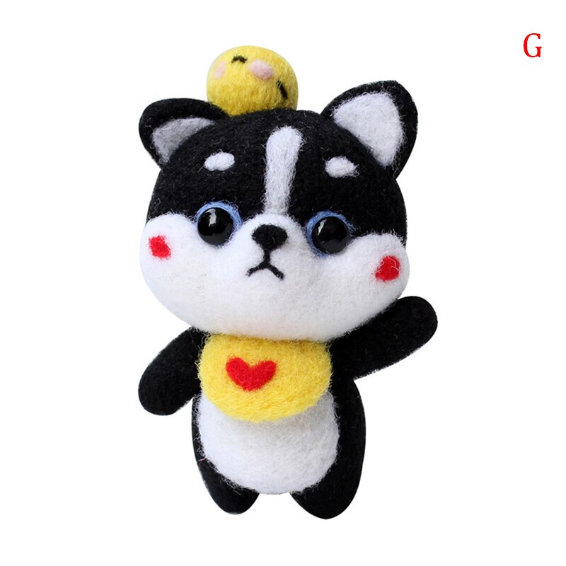 10pcs/set Custom Doll Wool Felt Craft Material Bag Pack Doll dog Needle DIY Material Kit: G