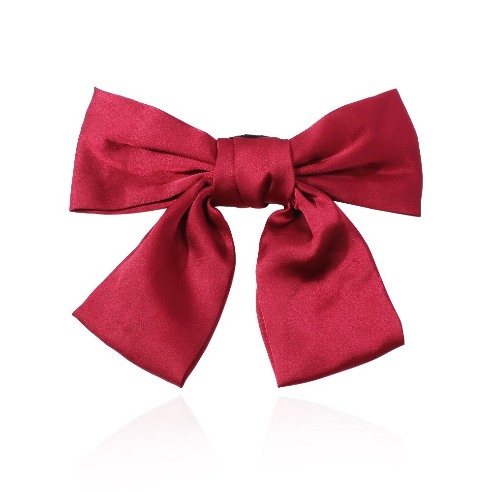 17 Colors Big Bow Clip Soft Stain Bowknot Barrettes Hairpins for Women Dot Flower Pattern Bow Ties Ponytail Hair Accessories: 6
