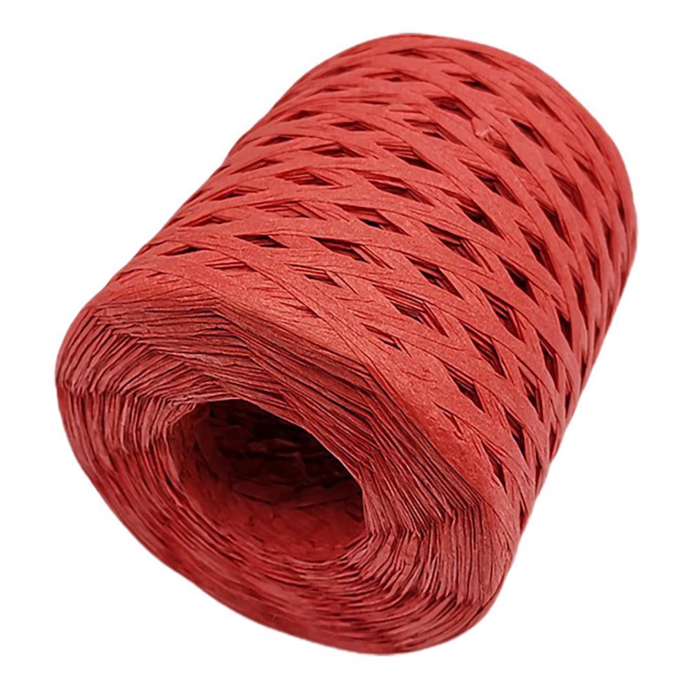 1 Roll Useful Exquisite Lightweight Paper Ribbon Paper Yarn Baking Packaging Belt Rope for Raffia Straw Paper: Red
