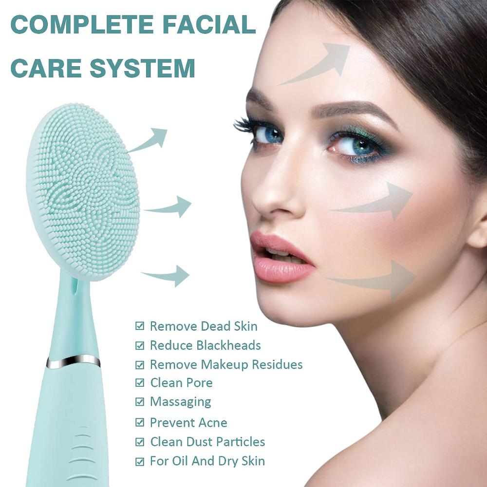 Limpiador Facial eléctrico cepillo de limpieza de silicona Dispositivo de lavado Facial limpiador de poros de la piel removedor de acné recargable