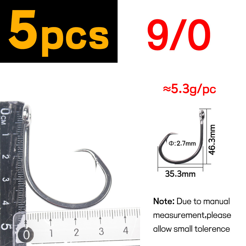 Elllv-anzuelo circular de acero inoxidable para pesca en agua salada, anzuelo de cebo de juego grande para pesca de curricán, atún, tiburón, 6/0 - 18/0: Borgoña