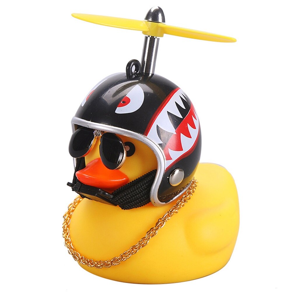 Populaire Kleine Gele Eend Auto Ornamenten Grappige Zonnebril Wind-Breaking Eend Met Propellor Helm Motor Paardrijden Fietsen Decoratie: Shark
