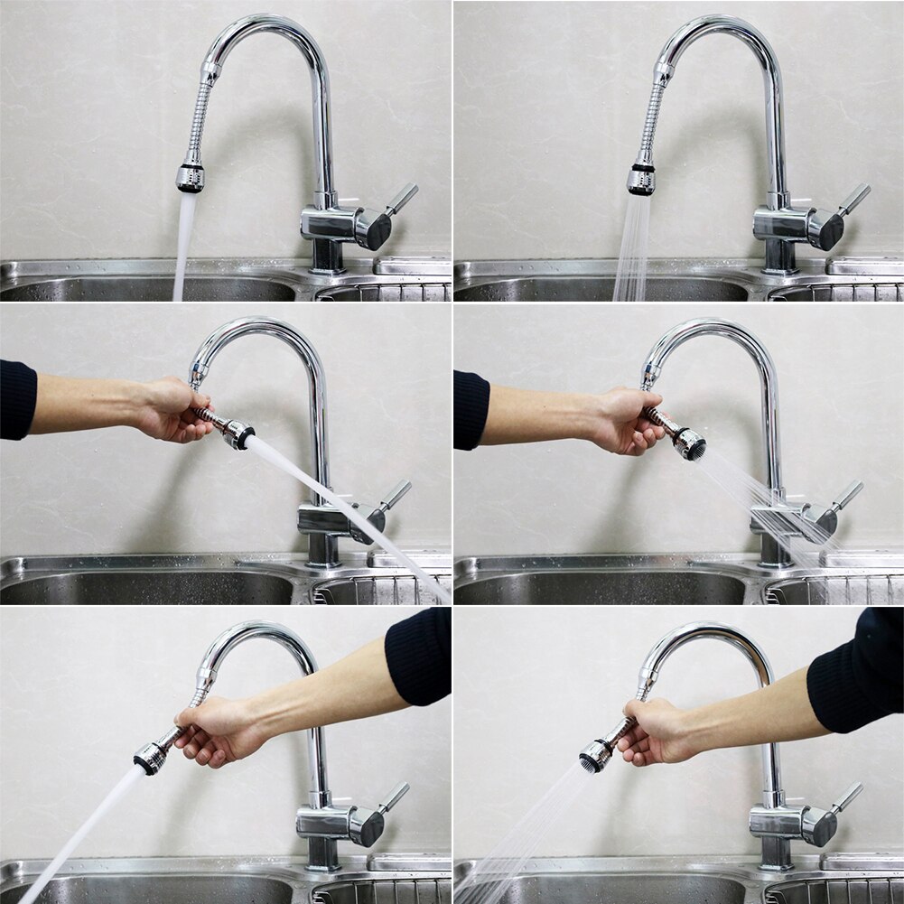 Grifo Flexible ajustable para cocina, alargador de ducha de baño, Ahorrador de agua a prueba de salpicaduras, rociador de fregadero 360, punta de filtro