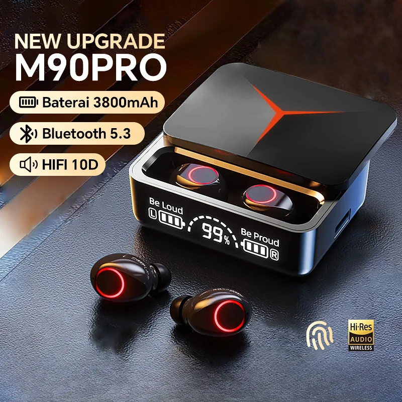 M90 Bluetooth 5,3 Kopfhörer Drahtlose Kopfhörer Touch Control Gaming Headsets TWS HIFI Stereo Noise Reduction ohrhörer Mit Mikrofon