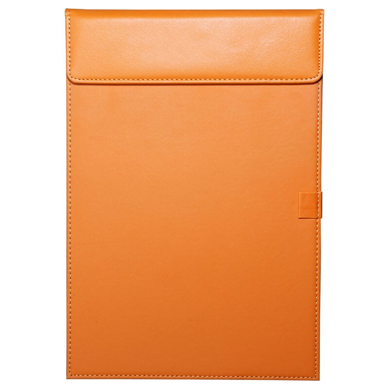 A4 pu udklipsholder i læder, konferencepude, padfolio-udklipsholdermappe, ultra-smoothoffice-organisator til forretningsskrivningspude: Orange
