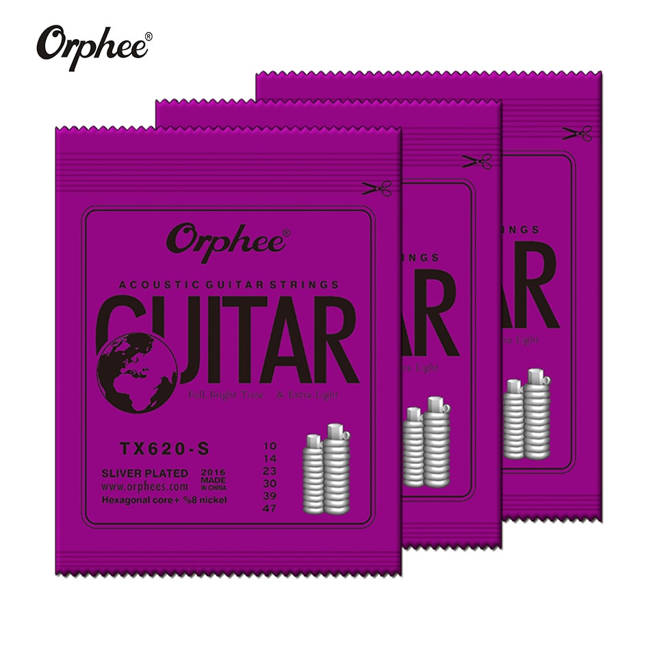 Orphee TX620-S Akoestische Gitaar Snaren Speciale Verzilverd Anti-Roest Zeshoekige Core + 8% Nikkel Extra Licht