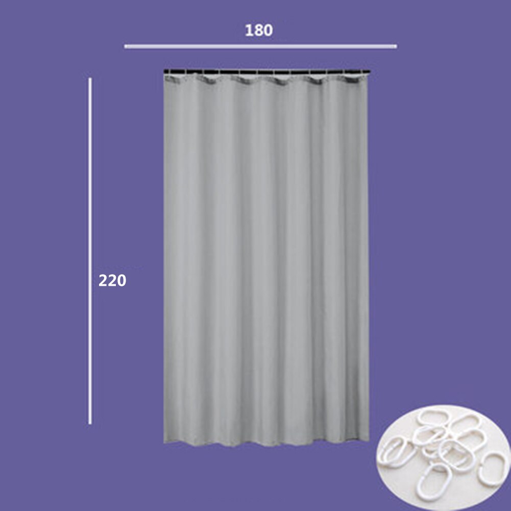 Shower Curtain Grey Polyester Waterproof Bathing Sheer With Hooks For Home Decoration Bathroom 3 Sizes