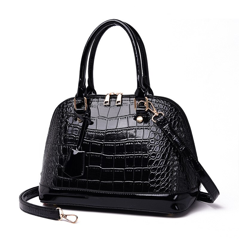 Acelure Effen Kleur Shell Tas Voor Vrouwen Mode Krokodil Patroon Pu Lederen Dames Schoudertas Handtas Winkelen: Black