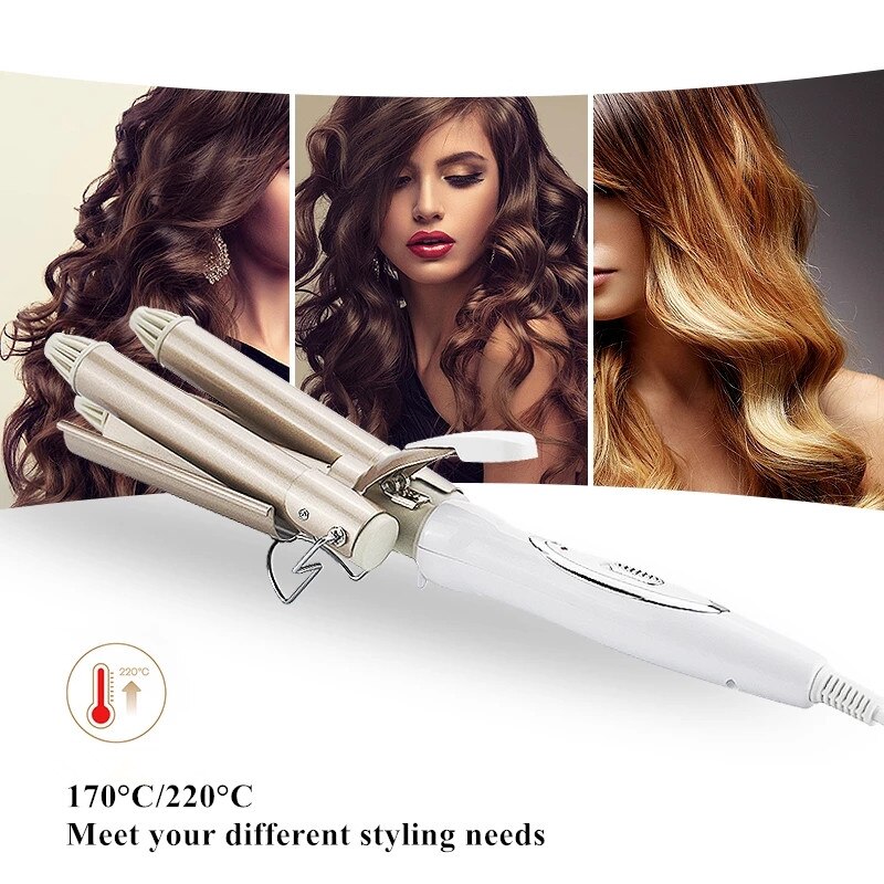 Krøllejern keramisk trippeltønde hårstyler hair waver stylingværktøjer 110-220v hårkrøller elektrisk curling